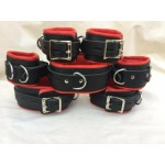 GENUINE COW LEATHER 7 PIECE HEAVY DUTY PADDED BONDAGE RESTRAINT SET IN RED