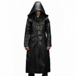 MEN'S HUNTSMAN BLACK HOODED REAL COW LEATHER TRENCH COAT - ALL SIZES