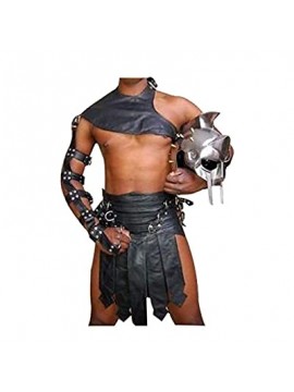 100% Real Cow Leather Men's 3 Piece Gladiator Kilt Set /Roman Kilt LARP