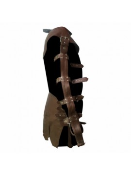 Men Roman Gladiator Kilt Real BROWN Leather 3 piece Heavy duty Set LARP