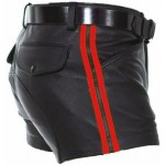 Mens Real Cow Leather Soft Black with Strips Shorts Half Pant Sexy Short Style