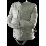 100% REAL COW WHITE LEATHER STRAITJACKET HEAVY DUTY LEATHER STRAIGHT JACKET