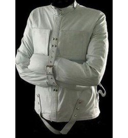 100% REAL COW WHITE LEATHER STRAITJACKET HEAVY DUT..