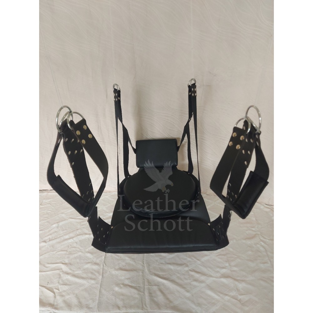 Leather Sex Swing Adult Play Room Fun Sling with Leg Straps