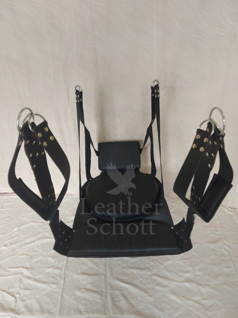 Leather Sex Swing Adult Play Room Fun Sling with Leg Straps