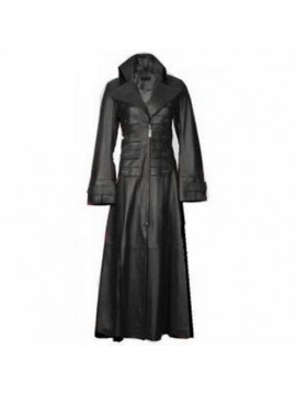 Genuine Cow Leather Coat Women Steampunk VAN HELSING Gothic Stylish Trench Coat