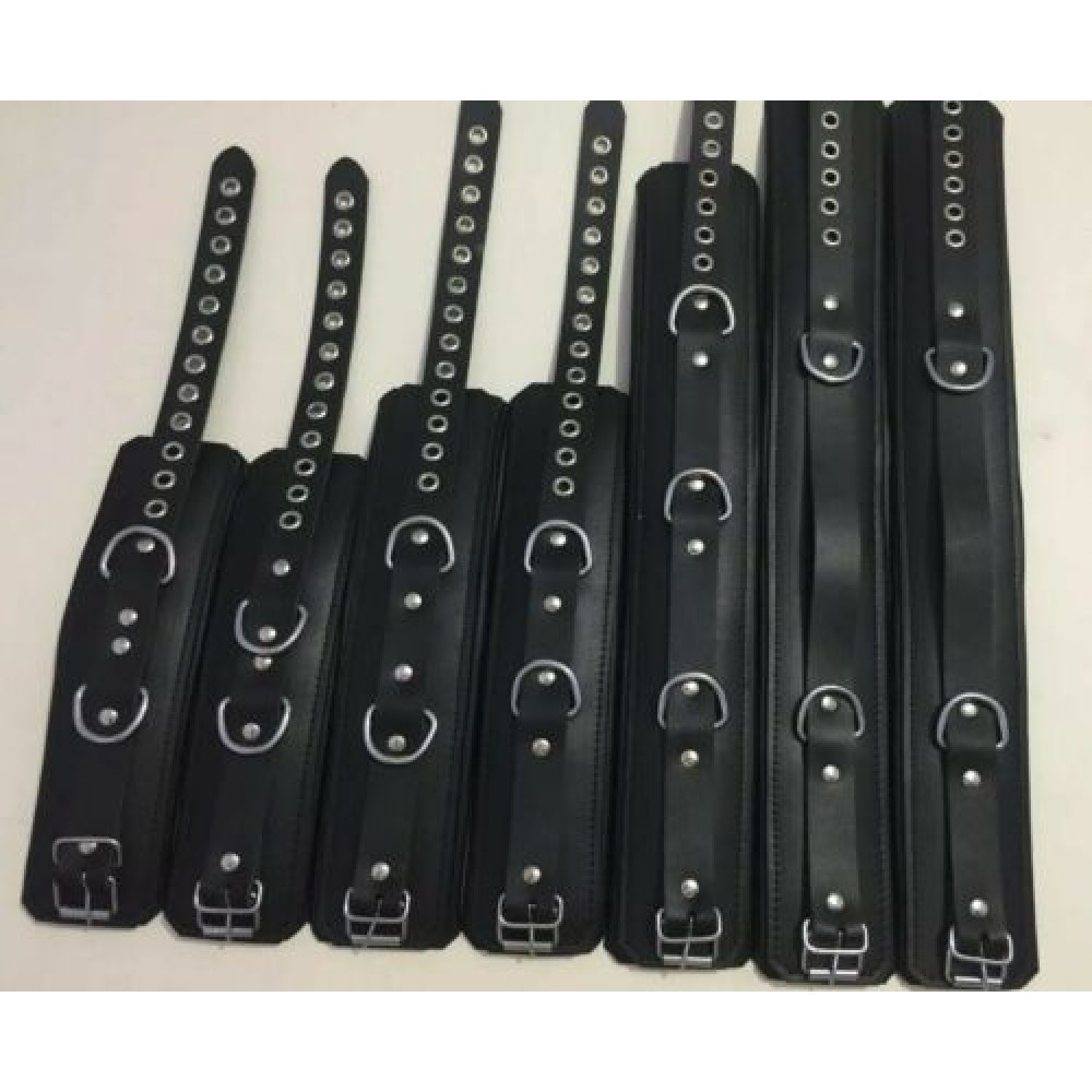 GENUINE LEATHER 7 PIECE HEAVY DUTY PADDED BONDAGE RESTRAINT SET IN FATISH COLOUR